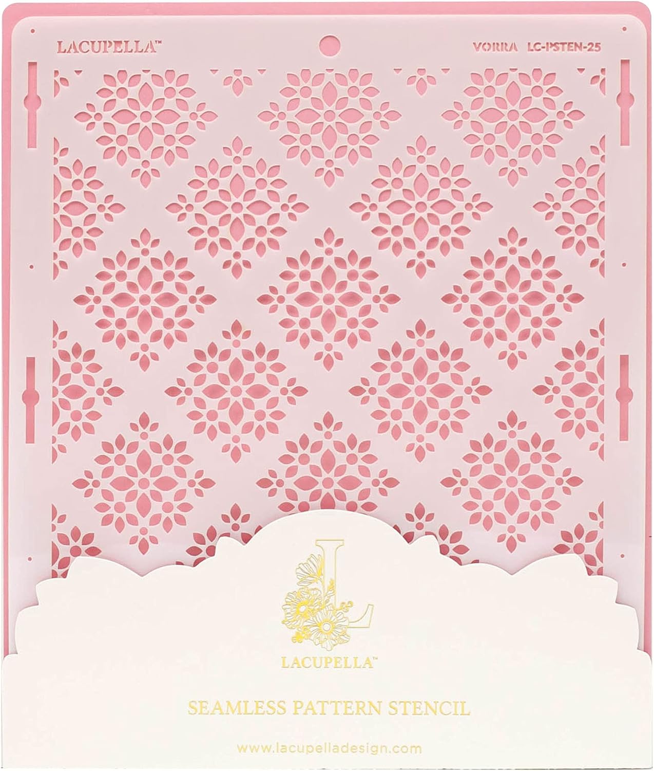 Cake Baking Stencil - Seamless Delicate Pattern for Decorating Tall Double Barrel Cake to Use with Buttercream, Royal Icing, Ganache, Paint, Airbrush (VORRA)