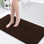 Arotive Luxury Chenille Bathroom Rug Mat, Extra Soft Thick Absorbent Shaggy Bath Rugs, Non-Slip Machine Wash Dry, Plush Bath Mats for Bathroom, Shower and Tub, 60x20, Brown