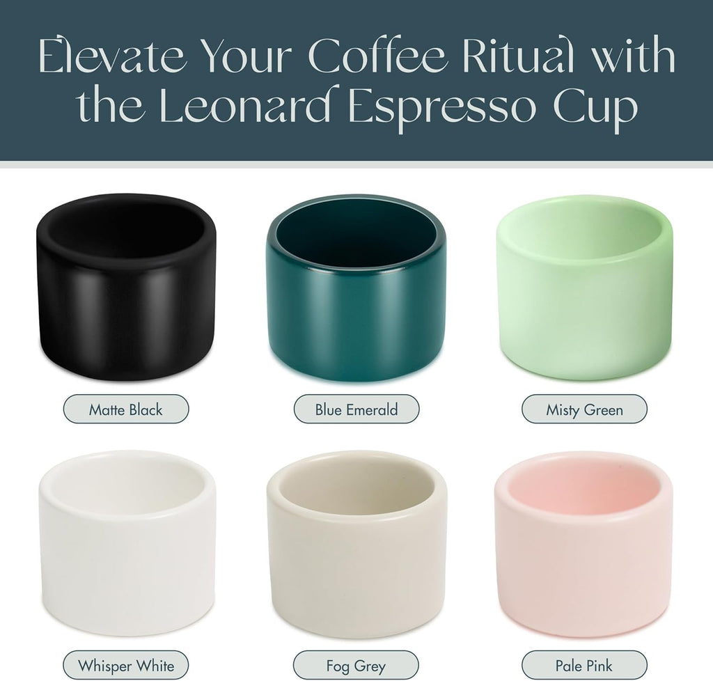 Folk Ceramics Leonard Ceramic Espresso Cups | Modern Stackable Demitasse Mugs for Espresso | Thick Walled, Handleless, Durable, Dishwasher & Microwave Safe | Set of 2, 3oz | Matte Black