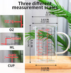 77L Glass Measuring Cup, [Double-Sided Measuring Scale, Insulated handle, V-Shaped Spout], High Borosilicate Glass Measuring Cup for Kitchen or Restaurant, Easy To Read, 500 ML (0.5 Liter, 2 Cup)