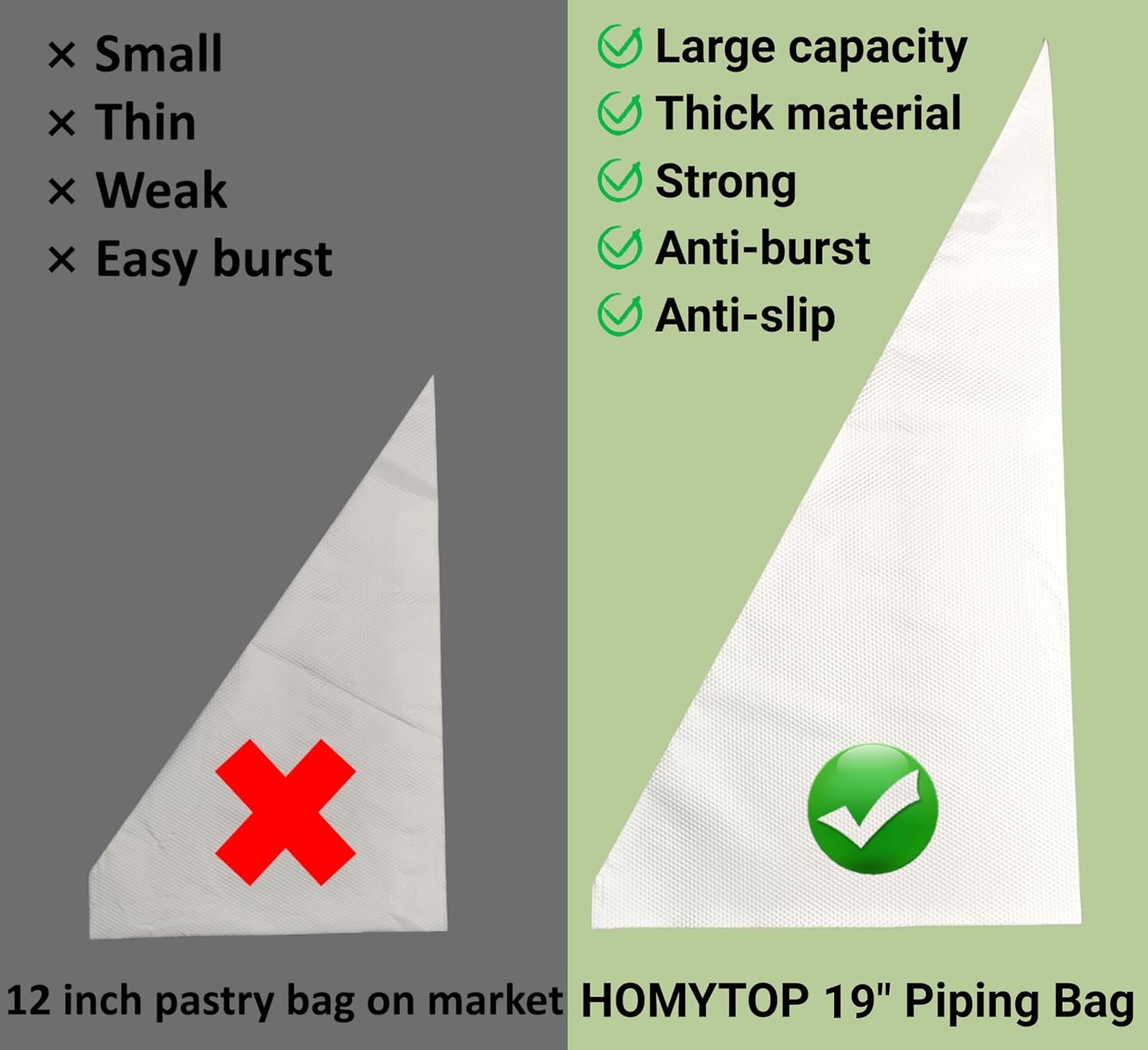 19 Inch Extra Large Piping Bags 200 Pack - Disposable Pastry Bags - Thick Anti-Burst Pastry Icing Frosting Piping Bags For Decorating Cupcakes Cakes Cookies (Large 19 Inch-200 Pack)