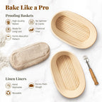 10 Inch Oval Banneton Bread Proofing Basket Sourdough Starter Kit, Sourdough Bread Baking Supplies with Bread Lame, Sling, Spatula, Scraper, Dough Whisk