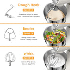 ZACME Mixers Kitchen Electric Stand Mixer 5.5QT 600W, Aluminum die casting and Gears, Dual Cooling System, Low Noise, DC Motor, LED Display and Timing Function, Tilt-head Metal Food Mixer, White