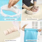 Silicone Baking Mat, Pastry Mat for Rolling Dough, Dough Rolling Pad 24''x16'', Silicone Pastry Mat with Measurements for Pizza, Pie, Macaron, Bread (Beige, XL)