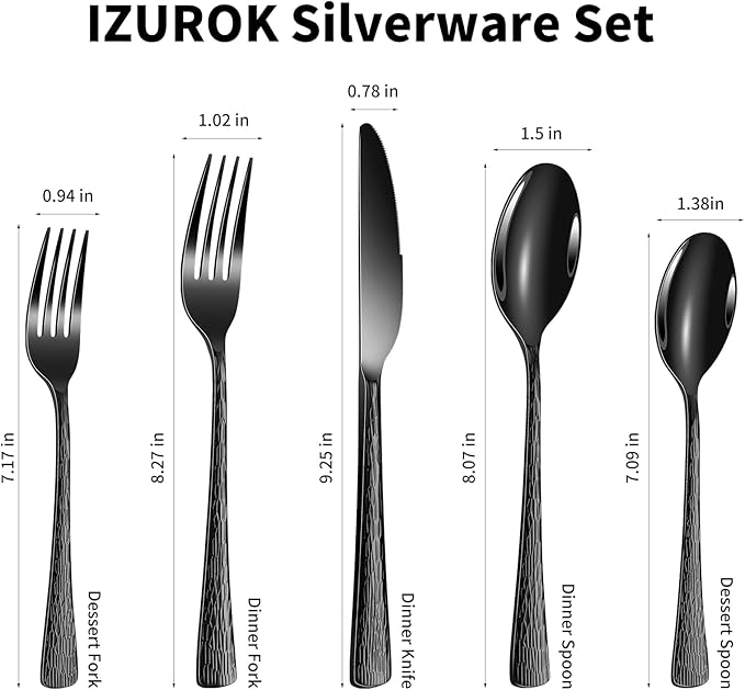 Silverware Set, 18/10 Stainless Steel 40 Piece Flatware Set for 8, Utensil Sets DishwasherSafe, Rust-Resistant, Modern Cutlery Set for Home, Wedding, Restaurant