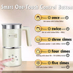 Huogary 5-in-1 Detachable Milk Frother Electric Milk Frother and Steamer Automatic Milk Foamer Frother Hot and Cold Foam Hot Chocolate Maker with Dishwasher Safe (Beige)