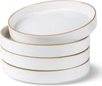 GBHOME 9'' Large Ceramic Pasta Bowls, 32oz Stoneware Pasta Serving Bowls Set of 4 for Kitchen, Wide Bowls for Fruit,Pasta,Salad,Oatmeal,Meal, Microwave Safe, Pearl White