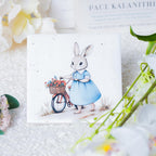 Ceramic Coasters Set of 4 – Square Drink Coasters with Cork Backing, 3.9x3.9 Inches – Decorative Printed Designs for Home, Office, or Gift Use (Mama Rabbit)