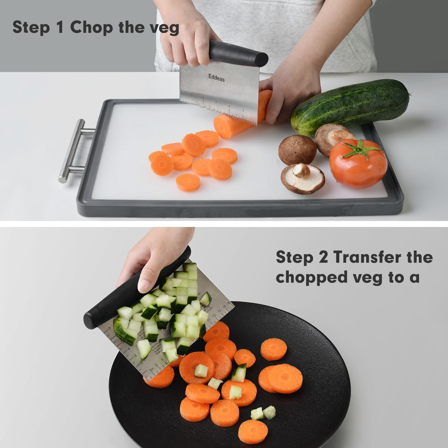 Dough Scraper and Dough Blender, Multi-Purpose Scraper Chopper Dough Tools, Heavy Duty Stainless Steel and Non-slip handle Pastry Cutter Set, Great for Pastry, Pizza, Dough and Cake