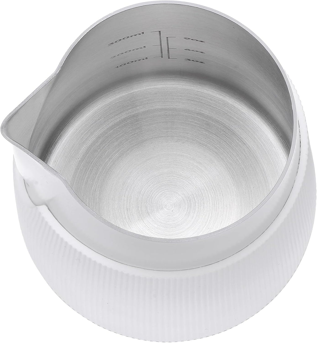 Normcore Handleless Milk Pitcher with Sharp Spout, Espresso Steaming Pitcher, 18/8 Stainless Steel Milk Frothing Jug, Premium Barista Tools, Non-stick coating White,15.2 oz (450 ml)