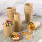 LITOPAK 240 Pack 12 oz Paper Cups, Kraft Hot Coffee Cups, Beverage Disposable Drinking Cups, Hot Coffee Cups, Paper Coffee Cups for Water, Coffee, Juice, and Tea