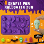 Halloween Molds Silicone for Chocolate 4 Pack, 3D Halloween Chocolate Candy Gummy Mold Skull Pumpkin Bat Ghost Witch Hat Spider tombstone Shapes Mold