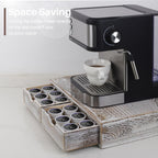 HTB K Cup Holder Compatible with K Cups, Coffee Pod Holder Holds Up 30 Cups, K Cup Organizer Storage Drawer Wood K Cup Drawer Vintage White
