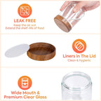 Yangbaga 12Pcs Glass Spice Jars with Labels-8oz Acacia Wood Lid Square Spice Containers,Seasoning Jars for Rack Cabinet Drawer,KitchenPantry Daily Use