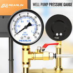 MEANLIN MEASURE 0-15Psi Well Pump Pressure Gauge 1/4" NPT 2" FACE DIAL for Water Oil Air Well Pump Tank Tire Pressure Test Lower Mount, with Teflon Tape