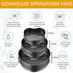 Springform Cake Pan Set of 3 (4, 7, 9 Inch) Heart Leakproof Nonstick Cheesecake Pans with Removable Bottom Carbon Steel Bakeware