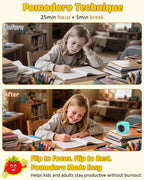 Pomodoro Timer Cube Visual Productivity Flip Timer for Kids Classroom Desk, 5/10/25/50min& Custom Countdown, Silent&Sound Mode Digital Cube for ADHD Study Work School Game Kitchen (Mint Green)