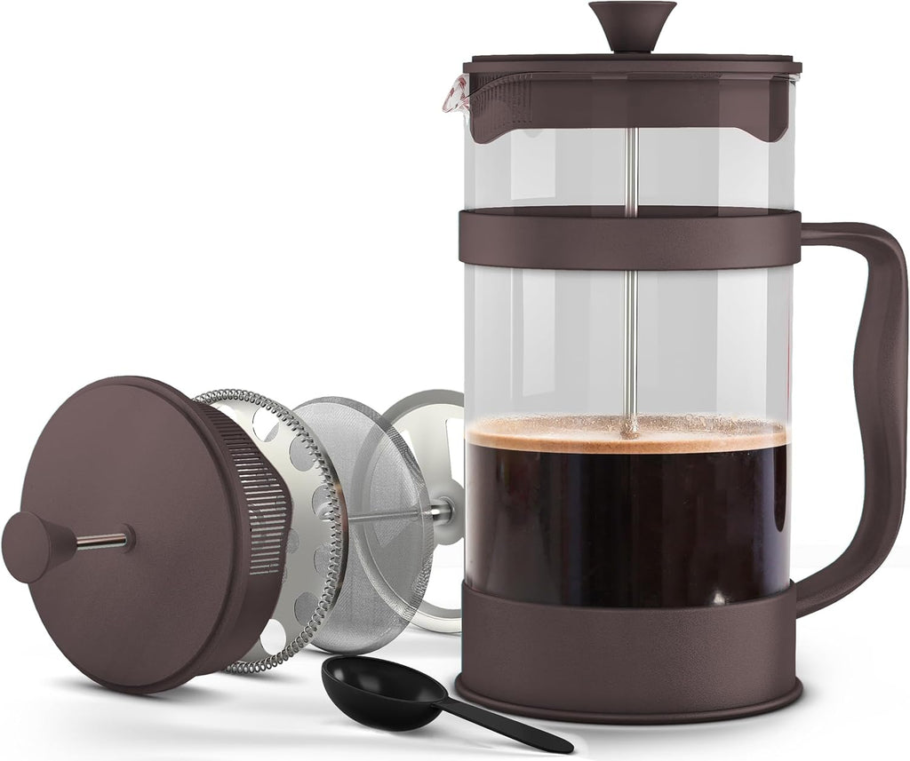 Utopia Kitchen 12 Ounce 0.35 Liter French Press Coffee Maker, Tea Maker, Travel Coffee Presses, Heat Resistant Thickened Borosilicate Coffee Pot for Camping Travel Gifts, Deep Taupe Pack of 1