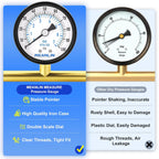 MEANLIN MEASURE 0-100Psi Well Pump Pressure Gauge 1/4" NPT 2" FACE DIAL for Well Pump Water Tire Water Pressure Tester Back Mount, with Teflon Tape