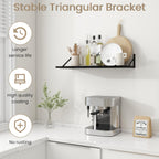 Dreamland Floating Shelves for Wall, 12 Inch Deep Floating Shelves Set of 2, 30W x 12D Large Wall Shelf with Sturdy Metal Brackets for Living Room, Bathroom, Bedroom and Kitchen, Black