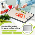 Titanium Cutting Board for Kitchen, Cutting Board Double Sided Food Grade, Pure Titanium and Wheat Straw PP, Easy to Clean Large Size 16”×11”