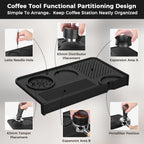 Food Grade Silicone Espresso Tamping Mat for Counter – Multi-Slot Coffee Tamper Mat for Barista Espresso Machine Accessories – Waterproof Neat Tamp Station Coffee Bar Mat for Countertop Black