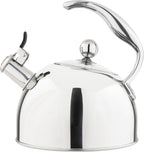 Viking 3-Ply Stainless Steel Tea Kettle, 2.6 Quart Stovetop Hot Water Pot with Tempered Glass Lid, Ergonomic Handle, Induction Ready, Mirror Finish