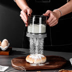 ‌3 Cup Flour Sifter, Sifter for Baking Sifter Handheld Baking Sieve Food-Grade Double-Filter Stainless Steel Flour Sifter Non-Rust Sifter used for Rapid Screening of Flour Apricot Flour Sugar Powder