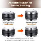 53mm Adjustable Coffee Distributor & Tamper, Dual Head Coffee Leveler, Compatible with 54mm Breville Portafilter, 2-in-1 Espresso Hand Tamper with Adjustable Depth