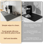 Silicone Coffee Mat with Raised Edges, 20'' X 12'', Bar Mat for Countertops, Fits Under Coffee Maker, Espresso Machine, Dish Drying Mat (GRAY)