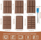 6-Piece Set Dubai Chocolate Bar Mold, Non-Stick Chocolate Molds Silicone, 100% Food Grade Silicone Candy Bar Mold, Changeable Shapes, Easy to Demould, for Pistachio Wax Melting Rectangle, with Brush*1