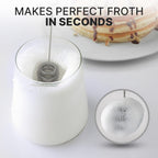 Zulay Kitchen Tornado Whisk Milk Frother with 4 AA Duracell Batteries - Triple Whisk for More Power - Handheld Coffee Frother with Stand - Drink Mixer for Lattes, Matcha & Protein Shakes