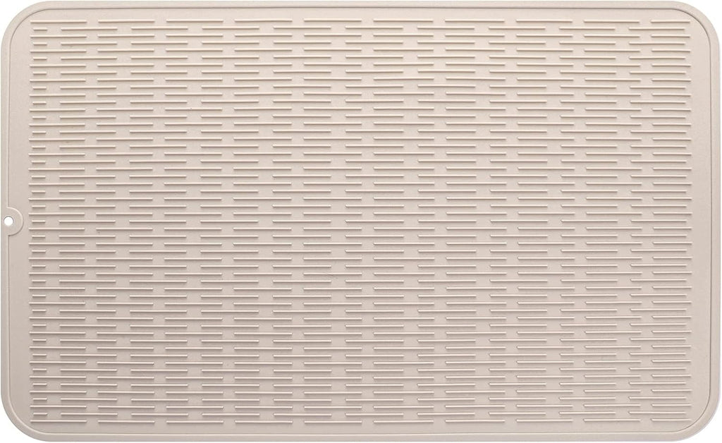 Silicone Dish Drying Mat for Multiple Usage,Easy clean,Eco-friendly,Heat-resistant Silicone Mat for Kitchen Counter or Sink,Refrigerator or Drawer Liner Tapioca 3XL 28 inches x 18 inches