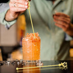 Swizzle Sticks,5 Pcs Stainless Steel Reusable Deer Head Shape Cocktail Stirrer Coffee Beverage Stir Sticks for Cocktail, Whiskey, Hot Cocoa, Creamer (Gold)