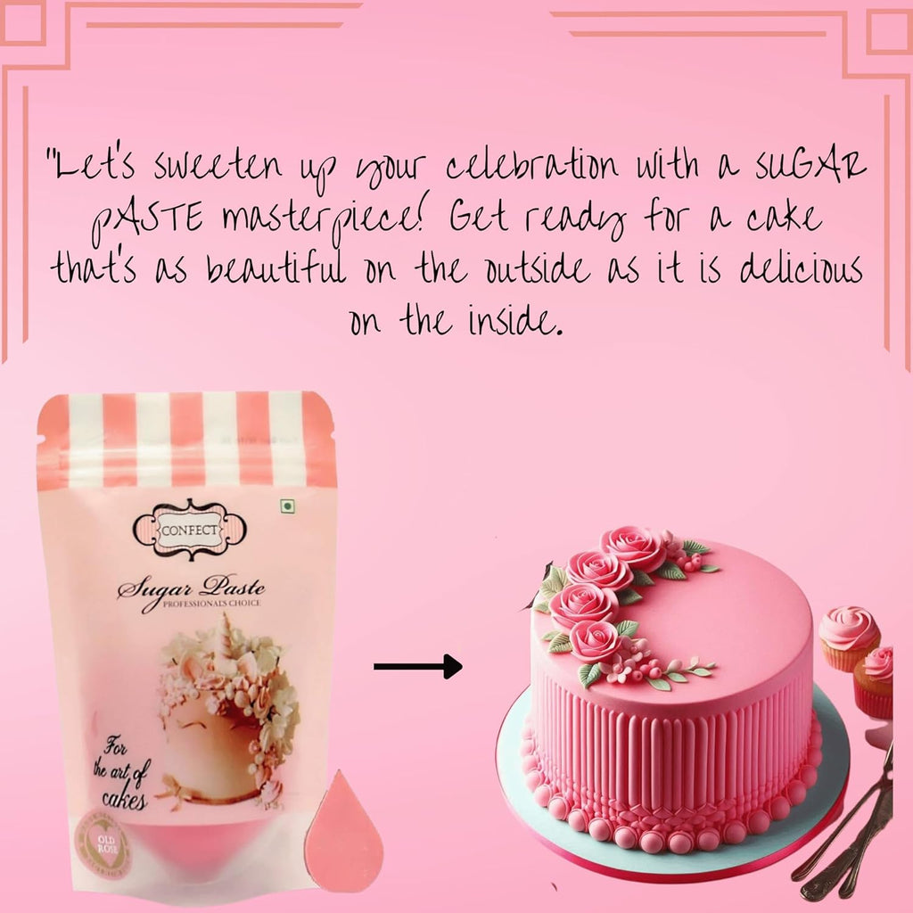 Confect Old Rose Pink Fondant for Cake Decorating Fondant, Smooth & Pliable Icing for Cakes, Cupcakes & Sugarcraft | Vegan, Gluten-Free, Nut-Free, Palm Oil-Free – 8.8 Oz