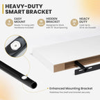 16 Inch Floating Shelves, 9.3" Deep Floating Shelf Wall Mounted, 16" Wall Shelves, Rustic Deep Bookshelf, Large Display Shelves & Storage Shelves for Bedroom, Living Room, White, Set of 2