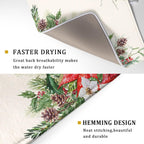 Giwawa Poinsettia Dish Drying Mat for Countertop 18"x24" Christmas Red Floral Winter Holly Berries Dish Drainer Mats Absorbent Microfiber Dish Drying Pad Protector for Kitchen Home Decor Large