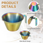 uxcell 2 Pcs Stainless Steel Espresso Cup with Handle, V-Shaped Mouth Espresso Measuring Cup with Scale for Preparing Coffee, Cocktails, 3.4OZ/100ML (Iridescent)