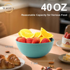 Wheat Straw Bowls for Kitchen set of 6,Anit-Scald Thick Soup Bowls 40oz,Microwave and Dishwasher Safe Bowl set easy to clean. Green