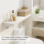 Fun Memories 40" Rustic Wood Floating Shelves with Invisible Brackets for Storage & Decor, Deep Wall Mounted Shelves for Bathroom, Kitchen, Living Room (White, Set of 2)