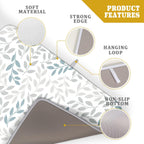 Leaves Branches Dish Drying Mat 18x24 for Kitchen Counter Decor Grey and Blue Leaf Absorbent Reversible Plant Dish Mat Microfiber Drying Pad Dish Drainer Rack Mats for Coffee Bar Home Decor