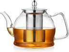 1200ml Glass Teapot with Removable Infuser, Stovetop Safe Tea Kettle, Blooming and Loose Leaf Tea Maker Set