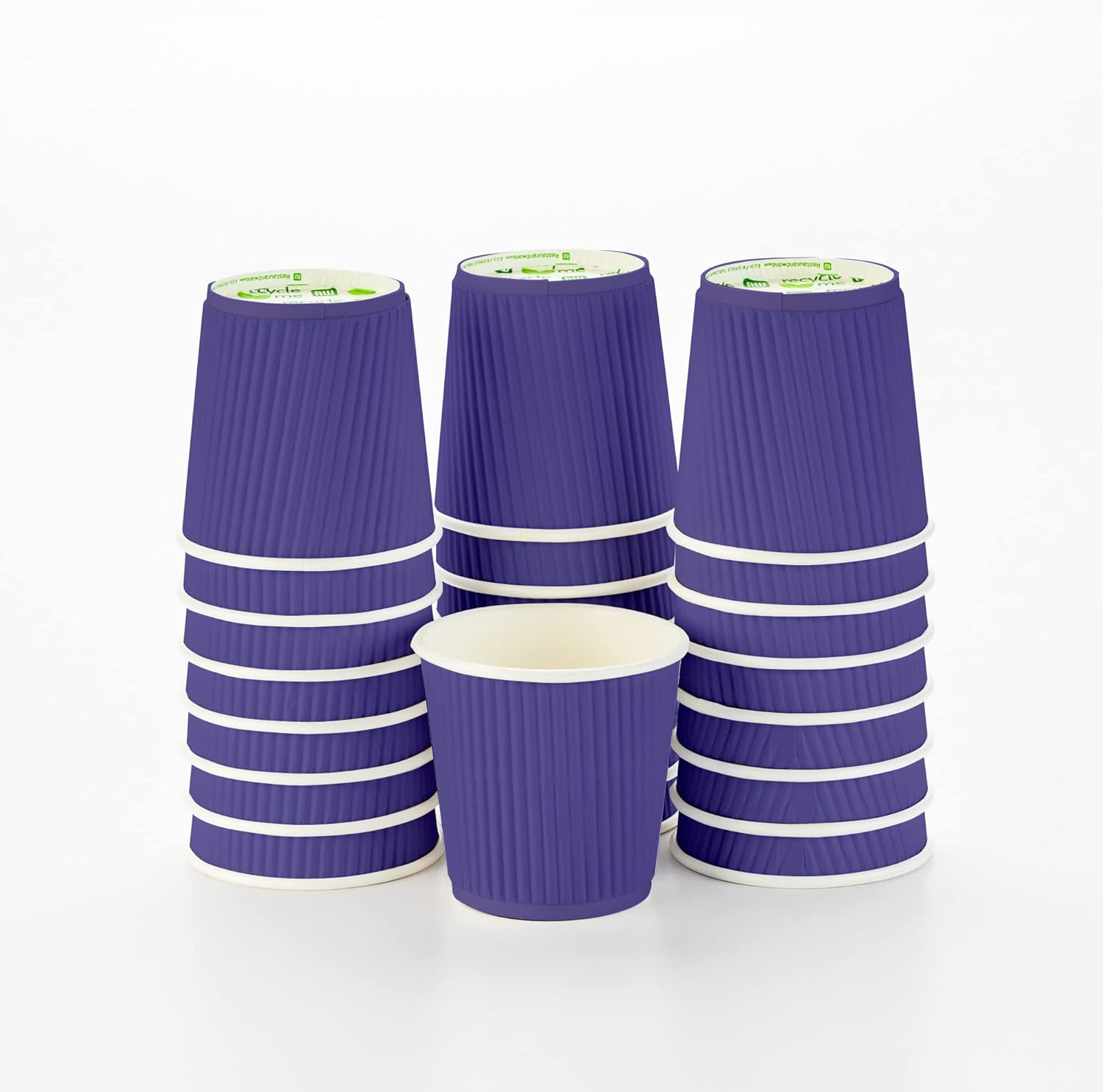 Restaurantware-4 Ounce Ripple Insulated Coffee Cups, 500 Double Wall Corrugated Coffee Cups - Leakproof, Non-Slip, Royal Purple Paper Ribbed Coffee Cups, Recyclable, Matching Lids Sold Separately