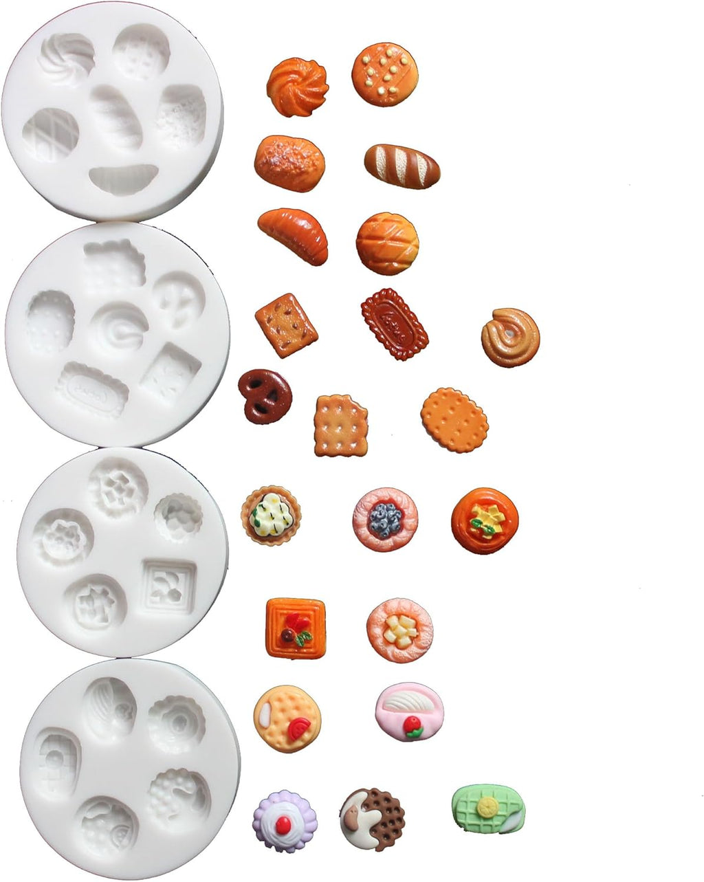 Lovely Small Items Silicone Fondant Molds Set For Cake Topper, Gumpaste, Candy & Chocolate, Polymer Clay and More (Round Food Items)