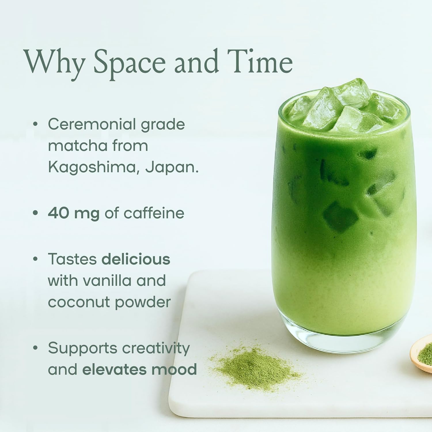 SPACE AND TIME Create - Mushroom Matcha Tea - 20 Cups of Creativity, Energy & Enhanced Mood - Organic Matcha Powder with Lions Mane, L-Theanine & Saffron