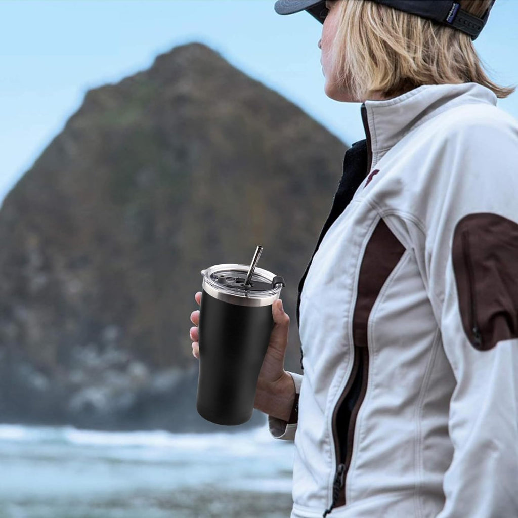 8 Pack 20oz Stainless Steel Tumblers Bulk Reusable Travel Mugs with Lid, Double Wall Powder Coated Coffe Cup for Home, Office, Outdoor Suitable for Vehicle Cup Holders