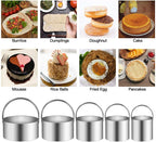 5 Pieces Cookie Cutters Round Cutters Stainless Steel Biscuit Cutter with Handle in Graduated Sizes Round Shape Molds