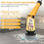Qimedo Upgrade 1200 RPM Battery Electric Spin Scrubber, Highly Powerful Cordless Cleaning Brush with Smart Display, Electric Tile Floor Scrubber with 8 Brushes, Battery Powered Shower Scrubber