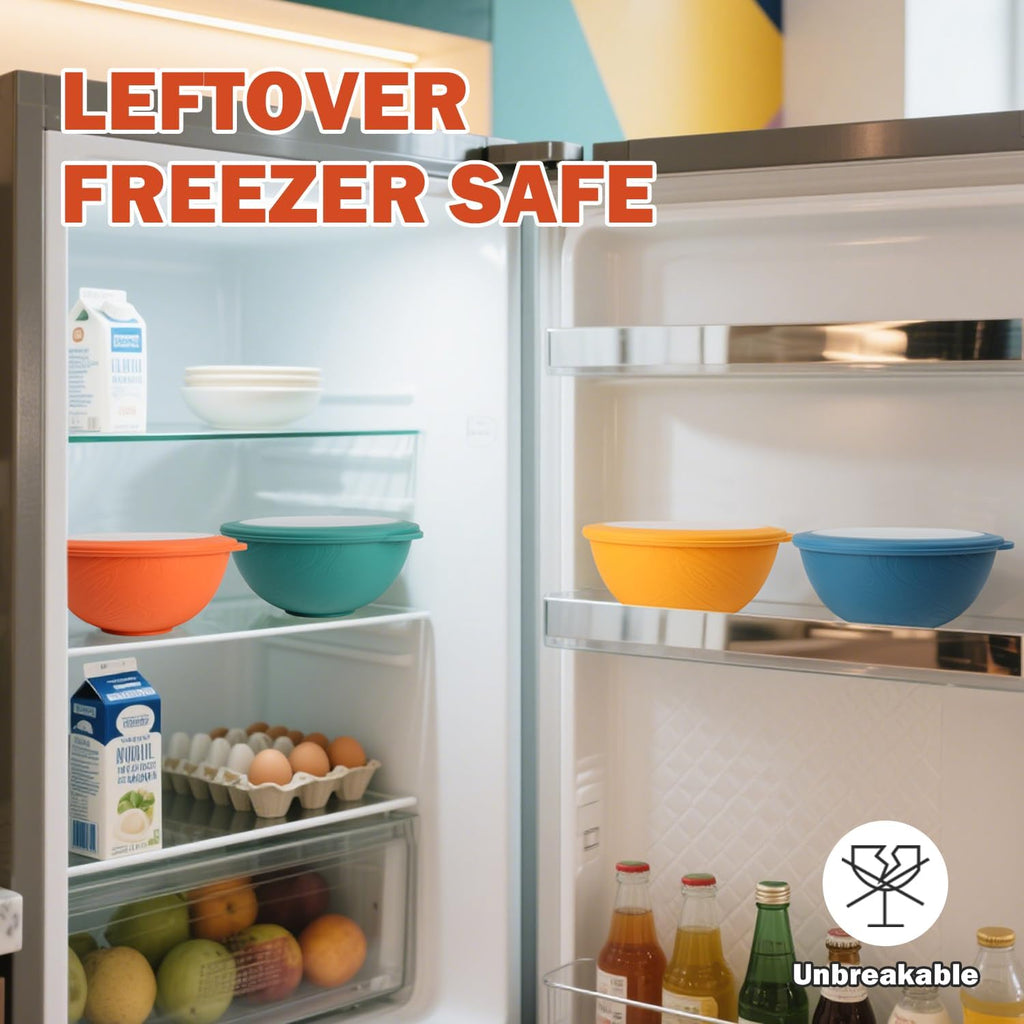 40oz wheat straw bowls with lids set of 4,cereal bowls with covers anti-leaking,unbreakable salad container for lunch, dishwasher safe bowl sets for kitchen. Vibrant Series