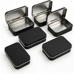 6 Pcs Small Metal Box With Lid -Black Hinged Cookie Jar,Used For Storage, Jewelry,Candy,Tea,Spices,Crafts,Pills,Mini Portable Storage Box,Card Game Storage Box,Black Tin 3.7x2.4x0.8 Inch